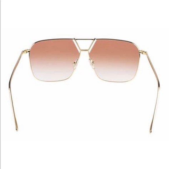 NWT [Victoria Beckham] Double Bridge Gold & Burgundy Sunglasses with Case - Picture 3 of 11